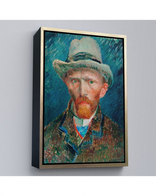 Çerçeveli Vincent Van Gogh - Hasır Şapkalı Otoportre Tablosu-7452