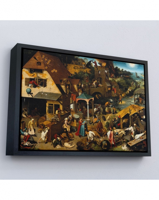 Çerçeveli Yaşlı Pieter Brueghel - Hollanda Atasözleri Mavi Pelerin Tablo-7267