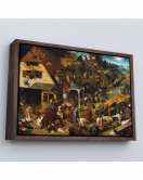 Çerçeveli Yaşlı Pieter Brueghel - Hollanda Atasözleri Mavi Pelerin Tablo-7267