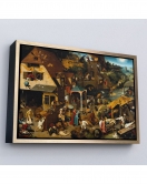 Çerçeveli Yaşlı Pieter Brueghel - Hollanda Atasözleri Mavi Pelerin Tablo-7267