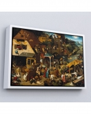 Çerçeveli Yaşlı Pieter Brueghel - Hollanda Atasözleri Mavi Pelerin Tablo-7267