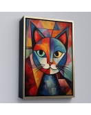 Çerçeveli Pablo Picasso Tarzı - Soyut Renkli Kedi Tablo-7375