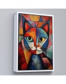 Çerçeveli Pablo Picasso Tarzı - Soyut Renkli Kedi Tablo-7375