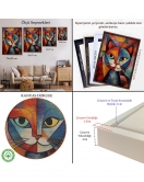 Çerçeveli Pablo Picasso Tarzı - Soyut Renkli Kedi Tablo-7375