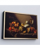 Çerçeveli Caravaggio - Meyveli Natürmort Tablo - Still Life With Fruit-7134