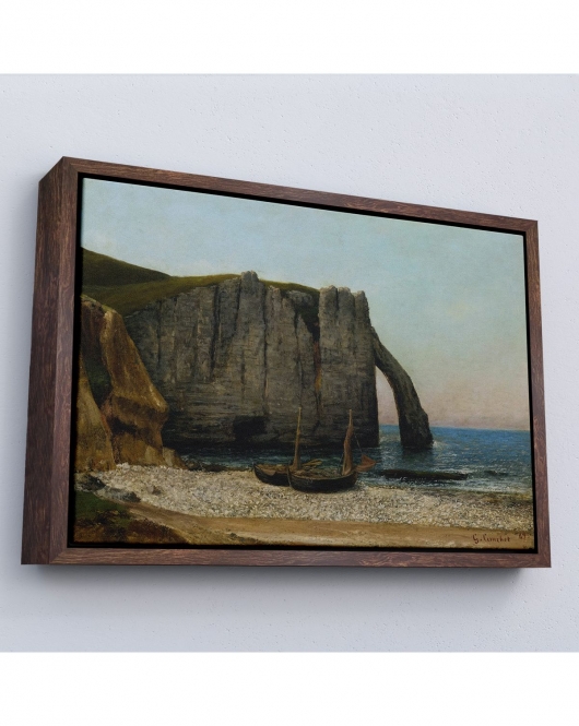 Çerçeveli Gustave Courbet - Etretat Kayalıkları Tablosu-7073