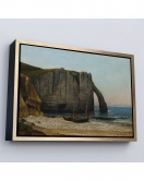 Çerçeveli Gustave Courbet - Etretat Kayalıkları Tablosu-7073