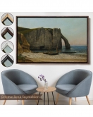 Çerçeveli Gustave Courbet - Etretat Kayalıkları Tablosu-7073