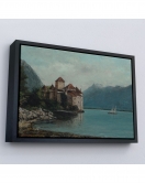 Çerçeveli Gustave Courbet - Cenevre Gölü'Ndeki Chillon Kalesi Tablo-7094