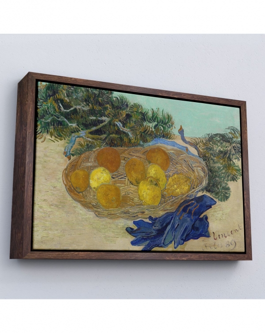 Çerçeveli Vincent Van Gogh - Mavi Eldivenli Portakal Ve Limonların Natürmortu Tablosu-7188