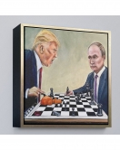 Çerçeveli Donald Trump - Vladimir Putin Santranç Oynarken Tablosu-8316