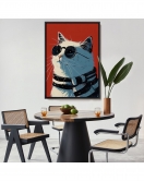 Çerçeveli Cool Kedi Tablo-7643