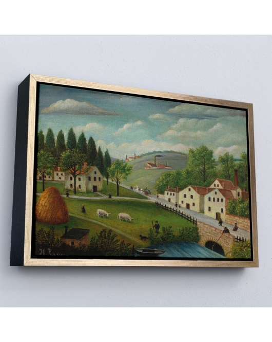 Çerçeveli Rousseau - Bebek Arabaları Pastoral Tablosu-7108