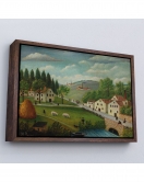 Çerçeveli Rousseau - Bebek Arabaları Pastoral Tablosu-7108