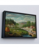 Çerçeveli Rousseau - Bebek Arabaları Pastoral Tablosu-7108