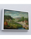 Çerçeveli Rousseau - Bebek Arabaları Pastoral Tablosu-7108