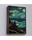 Çerçeveli Vincent Van Gogh Tarzı Dalgalı Deniz Tablosu-7689