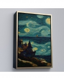 Çerçeveli Vincent Van Gogh Tarzı Dalgalı Deniz Tablosu-7689