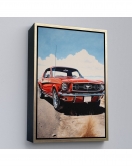 Çerçeveli Kırmızı Mustang Tablo-7971