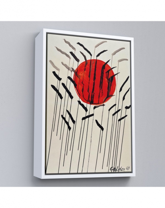 Çerçeveli Alexander Calder - Kızıl Güneş Ve Uzun Otlar Tablosu - Cattails With Red Sun-8090