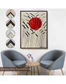 Çerçeveli Alexander Calder - Kızıl Güneş Ve Uzun Otlar Tablosu - Cattails With Red Sun-8090