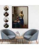 Çerçeveli Johannes Vermeer - Sütçü Kız Tablo - The Milkmaid-7434