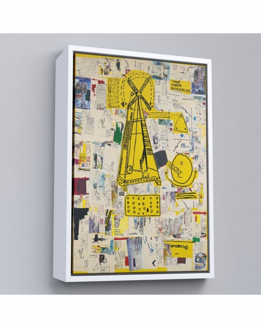 Çerçeveli Jean-Michel Basquiat - Yel Değirmeni Tablosu - Windmill-7383