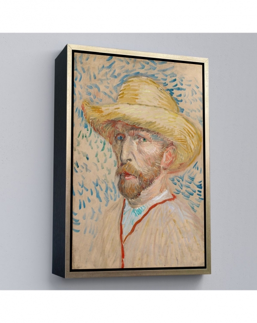 Çerçeveli Vincent Van Gogh - Hasır Şapkalı Otoportre Tablosu-7462