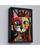 Çerçeveli Pablo Picasso Tarzı - Soyut Renkli Kedi Tablo-7374