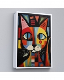 Çerçeveli Pablo Picasso Tarzı - Soyut Renkli Kedi Tablo-7374