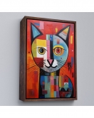 Çerçeveli Pablo Picasso Tarzı - Soyut Renkli Kedi Tablo-7372