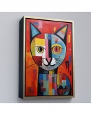 Çerçeveli Pablo Picasso Tarzı - Soyut Renkli Kedi Tablo-7372