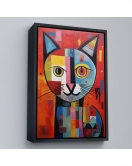 Çerçeveli Pablo Picasso Tarzı - Soyut Renkli Kedi Tablo-7372