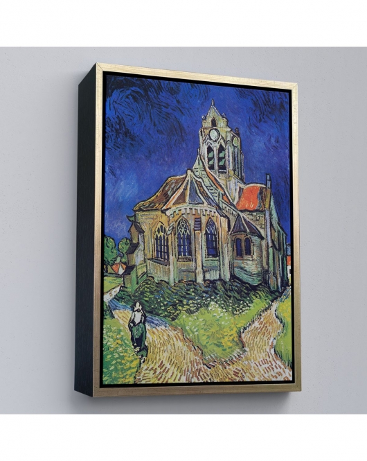 Çerçeveli Vincent Van Gogh Auvers'Deki Kilise Tablosu-7445