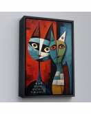 Çerçeveli Pablo Picasso Tarzı - Soyut Renkli Kedi Tablo-7370