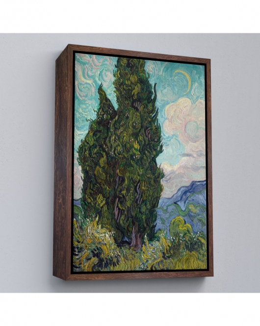 Çerçeveli Vincent Van Gogh - Selviler Tablosu - Cypresses-7475