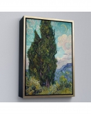 Çerçeveli Vincent Van Gogh - Selviler Tablosu - Cypresses-7475