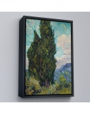 Çerçeveli Vincent Van Gogh - Selviler Tablosu - Cypresses-7475