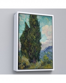 Çerçeveli Vincent Van Gogh - Selviler Tablosu - Cypresses-7475