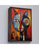 Çerçeveli Pablo Picasso Tarzı - Soyut Renkli Kedi Tablo-7371