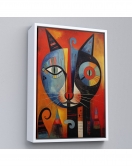 Çerçeveli Pablo Picasso Tarzı - Soyut Renkli Kedi Tablo-7371