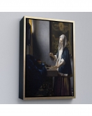 Çerçeveli Johannes Vermeer - Teraziyi Tutan Kadın Tablosu - A Woman Holding A Balance-7500