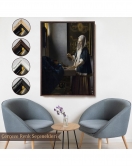 Çerçeveli Johannes Vermeer - Teraziyi Tutan Kadın Tablosu - A Woman Holding A Balance-7500