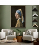 Çerçeveli Johannes Vermeer - İnci Küpeli Kız Tablosu - Girl With A Pearl Earring-7309