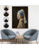 Çerçeveli Johannes Vermeer - İnci Küpeli Kız Tablosu - Girl With A Pearl Earring-7309