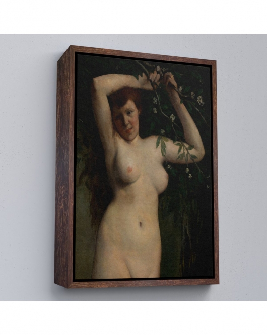 Çerçeveli Gustave Courbet - Dallara Tutunan Nü Kadın Tablosu-7364