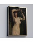 Çerçeveli Gustave Courbet - Dallara Tutunan Nü Kadın Tablosu-7364