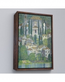 Çerçeveli Gustav Klimt - Cassone'Deki Kilise Selvili Manzara Tablosu-8095