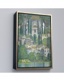 Çerçeveli Gustav Klimt - Cassone'Deki Kilise Selvili Manzara Tablosu-8095