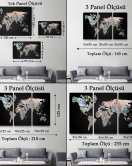 Para Desenli Kanvas Dünya haritası Kanvas Tablo 1012